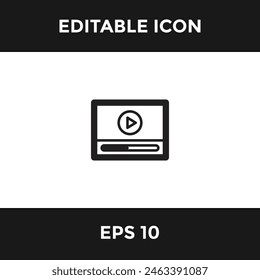 media player simple editable icon isolate white background