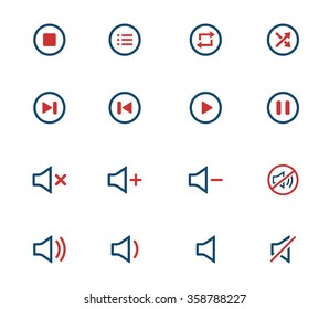 Media player simply icons for web