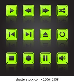 Media player square buttons collection. Vector design elements