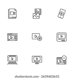 Media Player and Streaming Content Icons Set Design Illustration