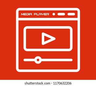 MEDIA PLAYER SYMBOL VECTOR ICON DESIGN 