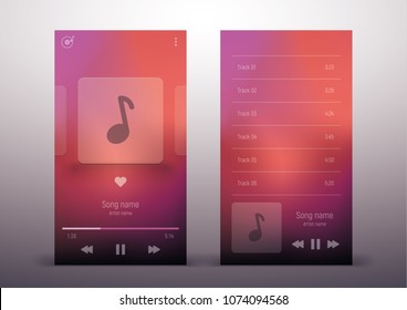 Media player. Template design. UI app design. Vector illustration smartphone screen.