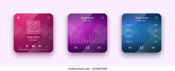 Media player. Template design. UI app design. Vector illustration.