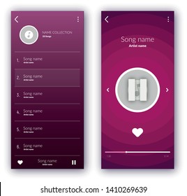 Media player. Template design. UI app design. Vector illustration smartphone screen.