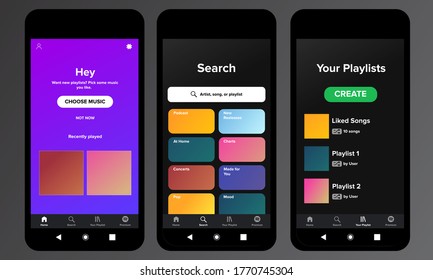 Media player. Template design. UI app design. Vector illustration smartphone screen.