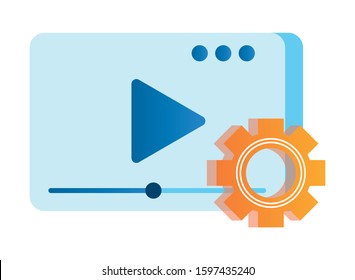 media player template with play button and gear vector illustration design
