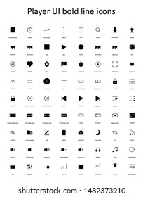 media player UI bold line icons