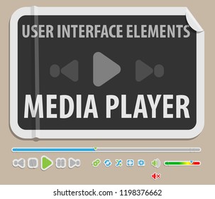 Media player user interface element in paper style