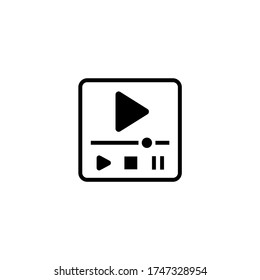 Media player vector icon in black flat glyph, filled style isolated on white background