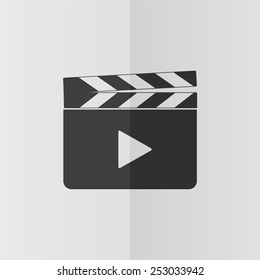 Media player vector icon. Effect of folded paper. Flat design