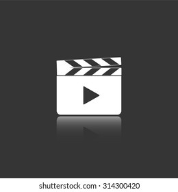 media player vector icon with mirror reflection