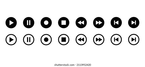 Media player vector icons collection. Video player icons