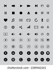 Media Player Vector Icons Set