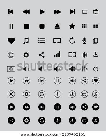 Media Player Vector Icons Set