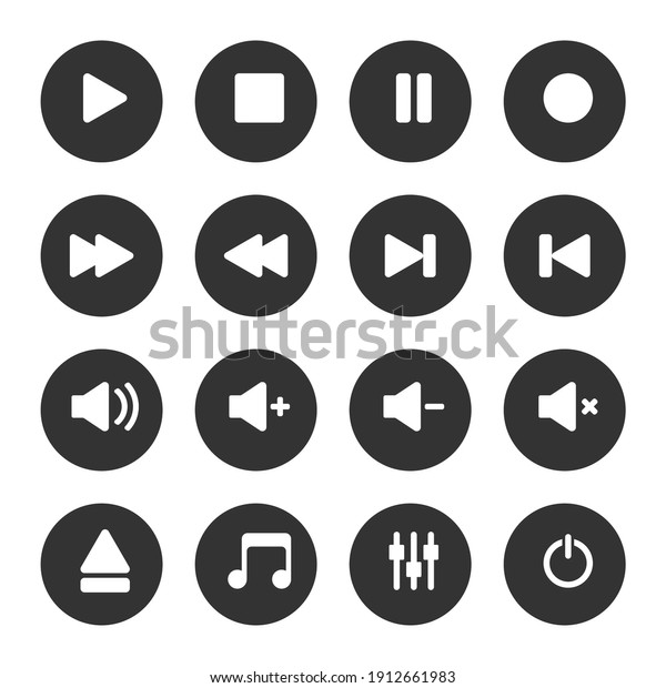 Media Player Vector Icons Set Stock Vector (Royalty Free) 1912661983