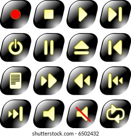 Media player vector iconset. Black color version. Each button is on its own layer.