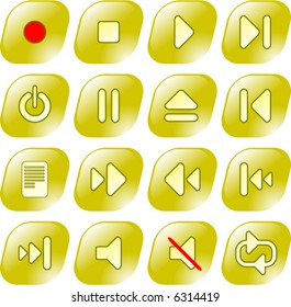Media player vector iconset. Olive color version. Each button is on its own layer.