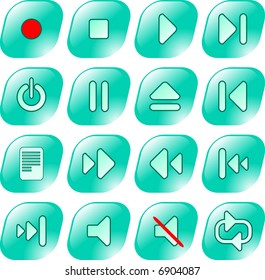 Media player vector iconset. Pearly version. Each button is on its own layer.