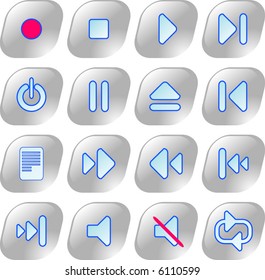 Media player vector iconset. Smoke color version. Each button is on its own layer.