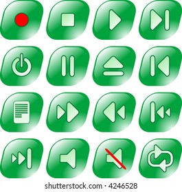 Media player vector iconset. Spearmint version. Each button is on its own layer.