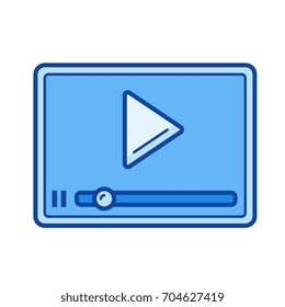 Media player vector line icon isolated on white background. Media player line icon for infographic, website or app. Blue icon designed on a grid system.