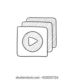 Media player vector sketch icon isolated on background. Hand drawn Media player icon. Media player sketch icon for infographic, website or app.