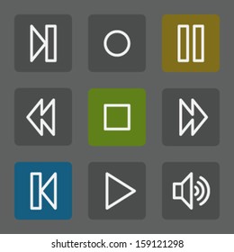 Iconos web del reproductor de medios, botones planos