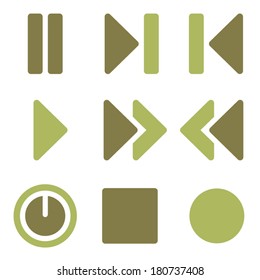 Media player web icons, olive mix set