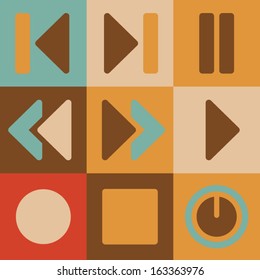 Media player web icons retro color series