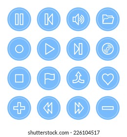 Media player web icons set
