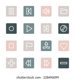 Media player web icons set