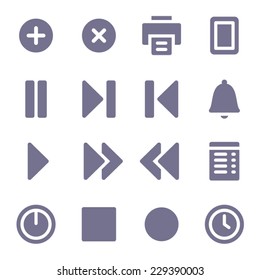 Media player web icons set
