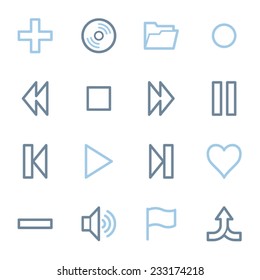 Media player web icons set