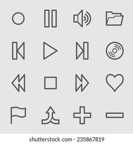 Media player web icons set