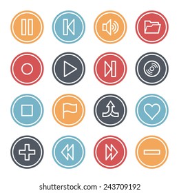 Media player web icons set
