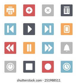 Media player web icons set
