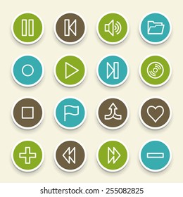 Media player web icons set