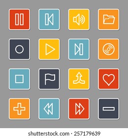 Media player web icons set