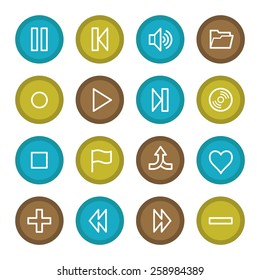 Media player web icons set