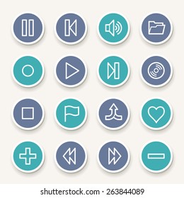 Media player web icons set