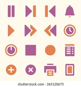 Media player web icons set