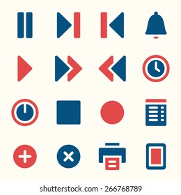 Media player web icons set
