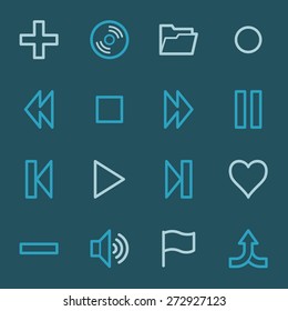 Media player web icons set