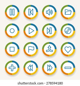 Media player web icons set