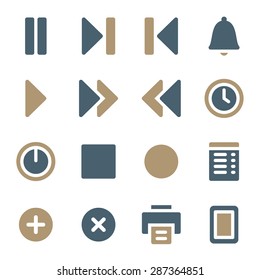 Media player web icons set