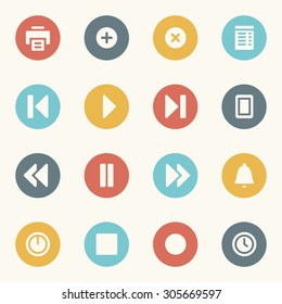 Media player web icons set