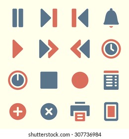 Media player web icons set