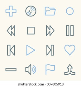 Media player web icons set