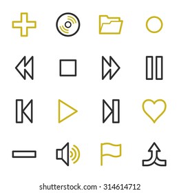 Media player web icons set
