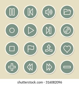 Media player web icons set